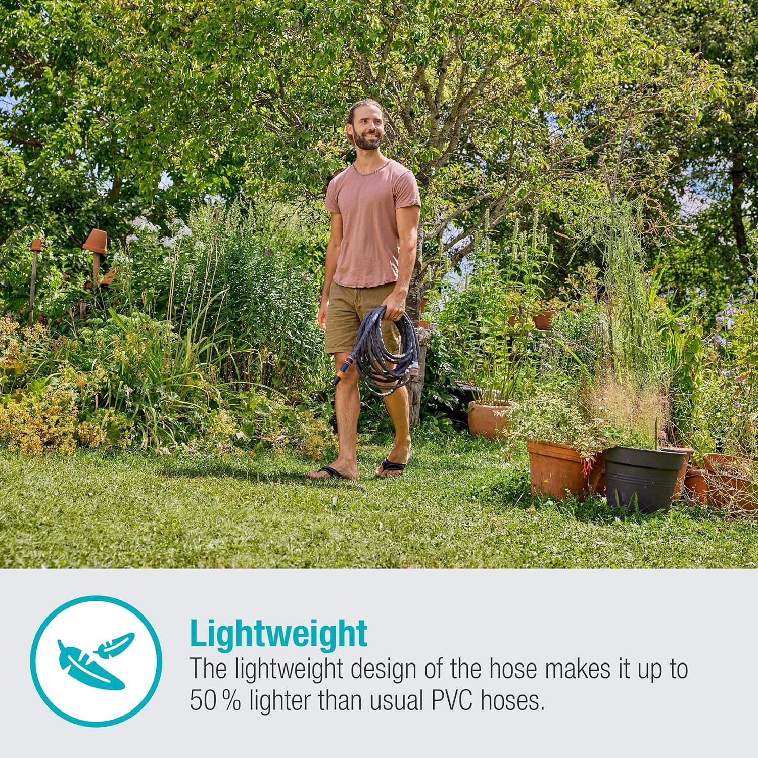 Furtun textil Gardena Liano Life 1/2 inch, set 30 m: Furtun de grădină extrem de flexibil din material textil, cu furtun interior din PVC, fără îndoituri, ușor, rezistent la intemperii (18457-20)