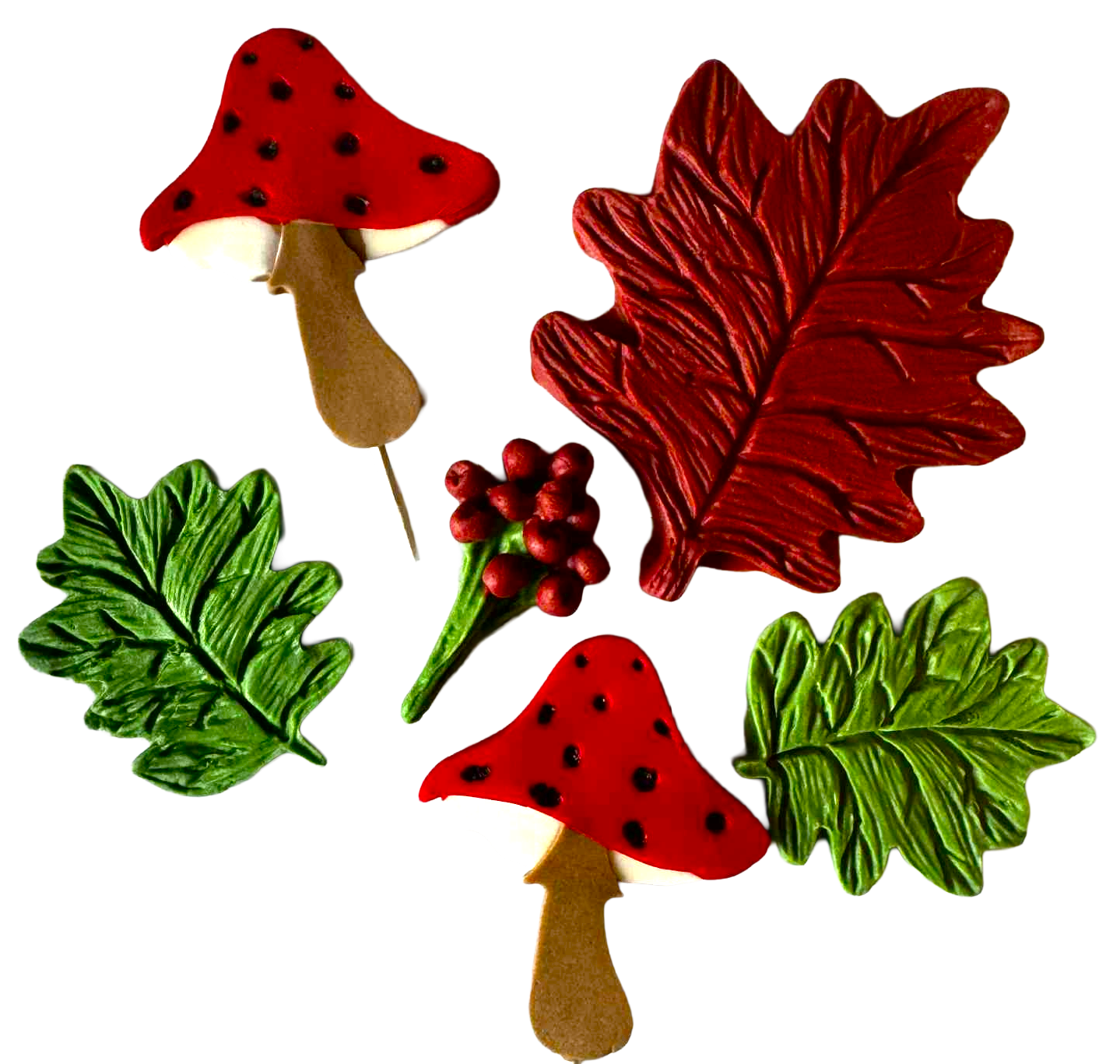 6er-Set essbare Herbst-Dekorationen für Torten kaufen – Handgemacht aus Zuckermasse, 5–9 cm