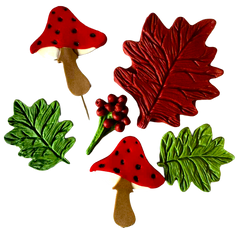 6er-Set essbare Herbst-Dekorationen für Torten kaufen – Handgemacht aus Zuckermasse, 5–9 cm