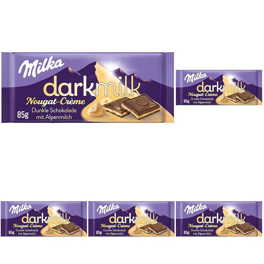 Milka Black Milk – Alpenschwarze Schokolade mit Milch- und cremiger Nougatfüllung – 85g (5er Pack)