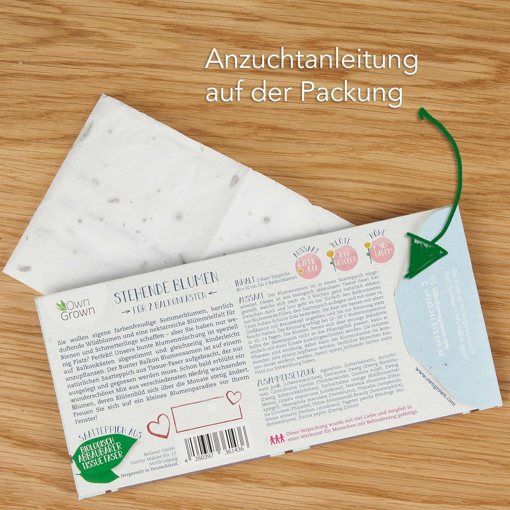 Bunte Balkonblumenmischung – 2 Premium-Balkonblumen-Samenmatten, einfach zu züchtende Sommerblumen und Wildblumensamen von OwnGrown Insect Friendly Annual Seeds