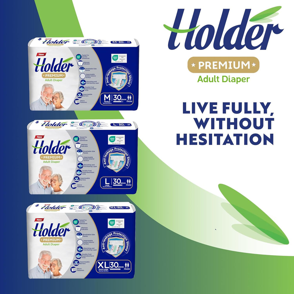 Einwegwindeln für Erwachsene, Unisex, wasserdicht, saugfähig, elastische Seite, atmungsaktiv, super saugfähig, doppellagiger Nässeindikator, 5-Sterne-Dermatologischer Schutz, Mittel