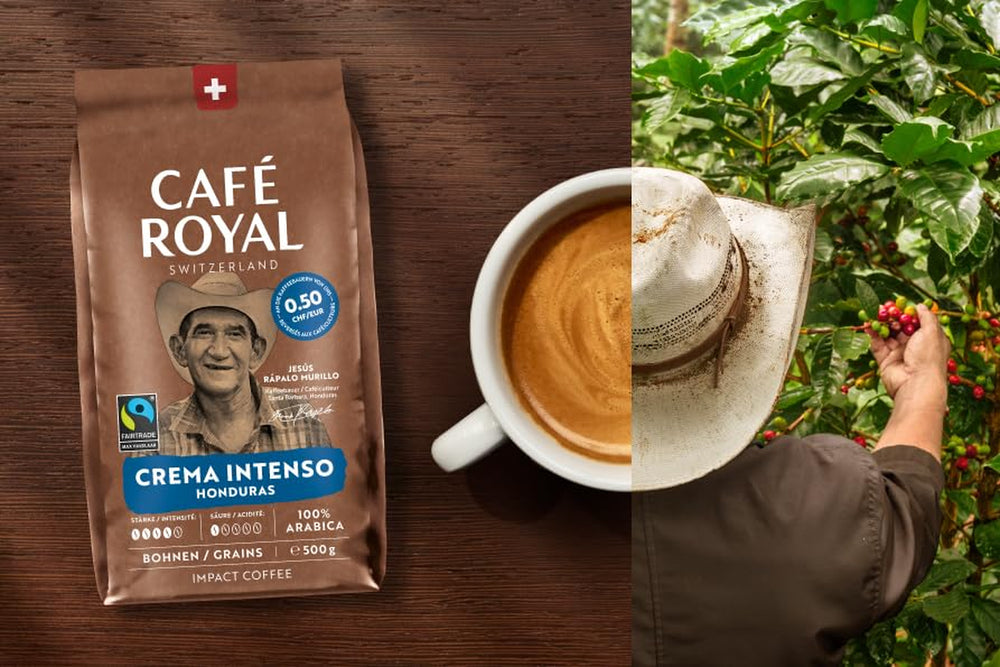 Café Royal Crema Intenso Honduras – 100% Arabica Kaffeebohnen, aromatisch-intensiv, dunkle Röstung, Stärke 4/5, Fairtrade, 500 g ganze Bohnen