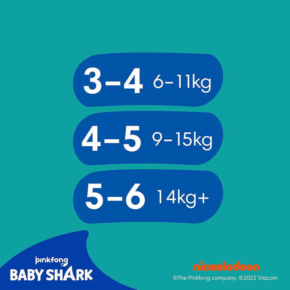 Pampers Splashers Baby Shark Limited Edition Einweg-Schwimmwindeln 4–5, 11, 9 kg–15 kg, für sicheren Schutz im Wasser