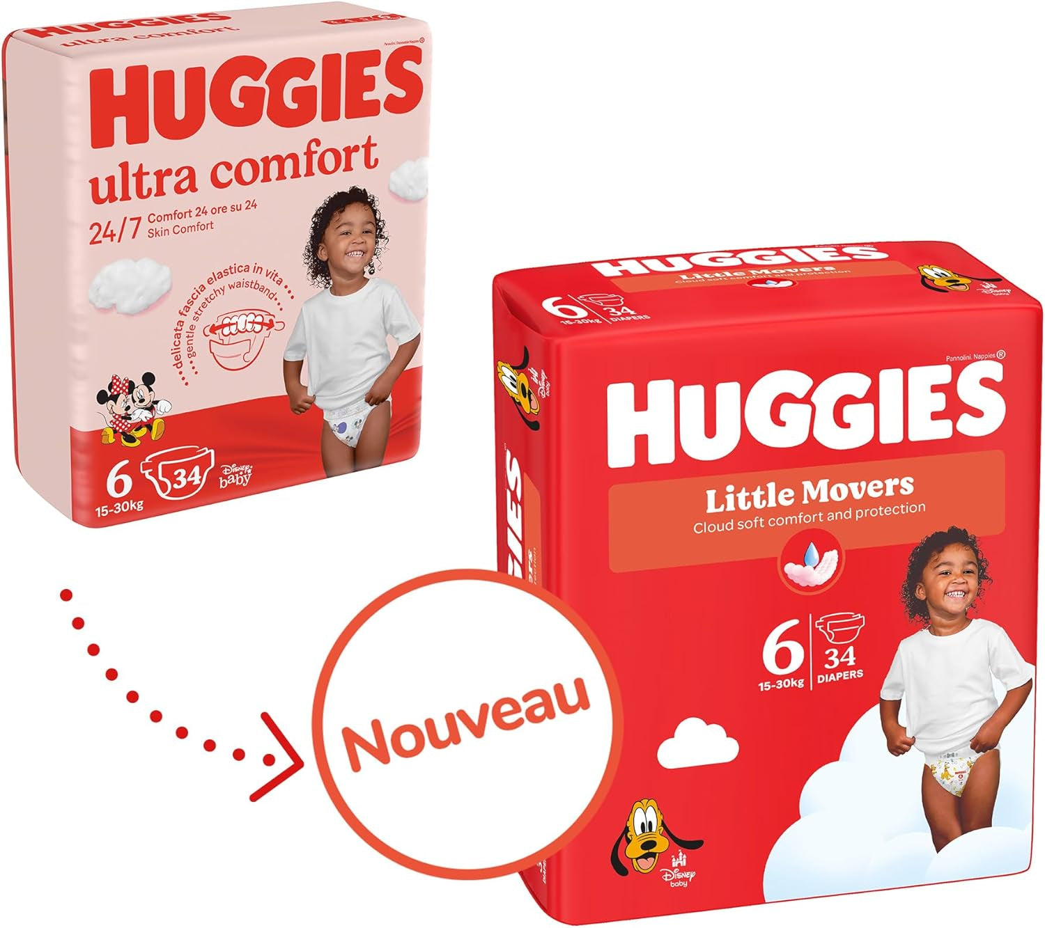 Huggies Babywindeln Little Movers, Disney-Design, Größe 6, 102 Stück (3 x 34), Monatsbox