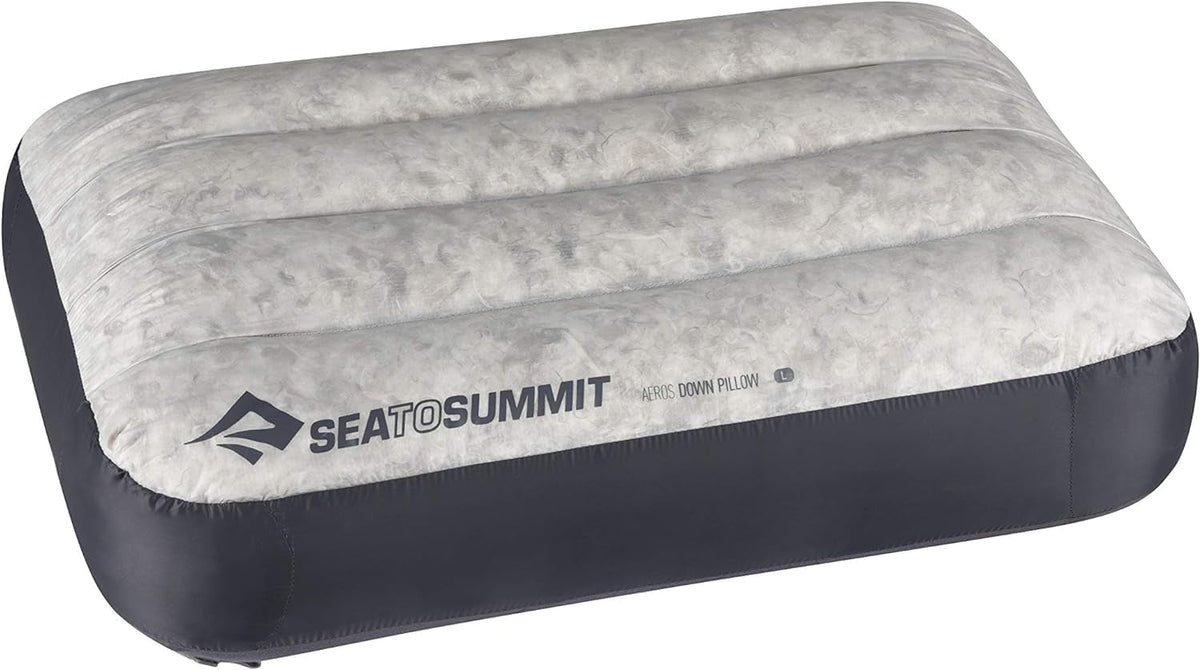 Sea to Summit - Aeros Down Travel Pillow L - Ultralight & Inflabilă - Material 10D - Pernă din puf Premium - Antiderapantă - Pentru drumeții și camping - 42 X 28 X 12 Cm - Gri - 95 G Perne calatorie Naty Shop Gri Mare