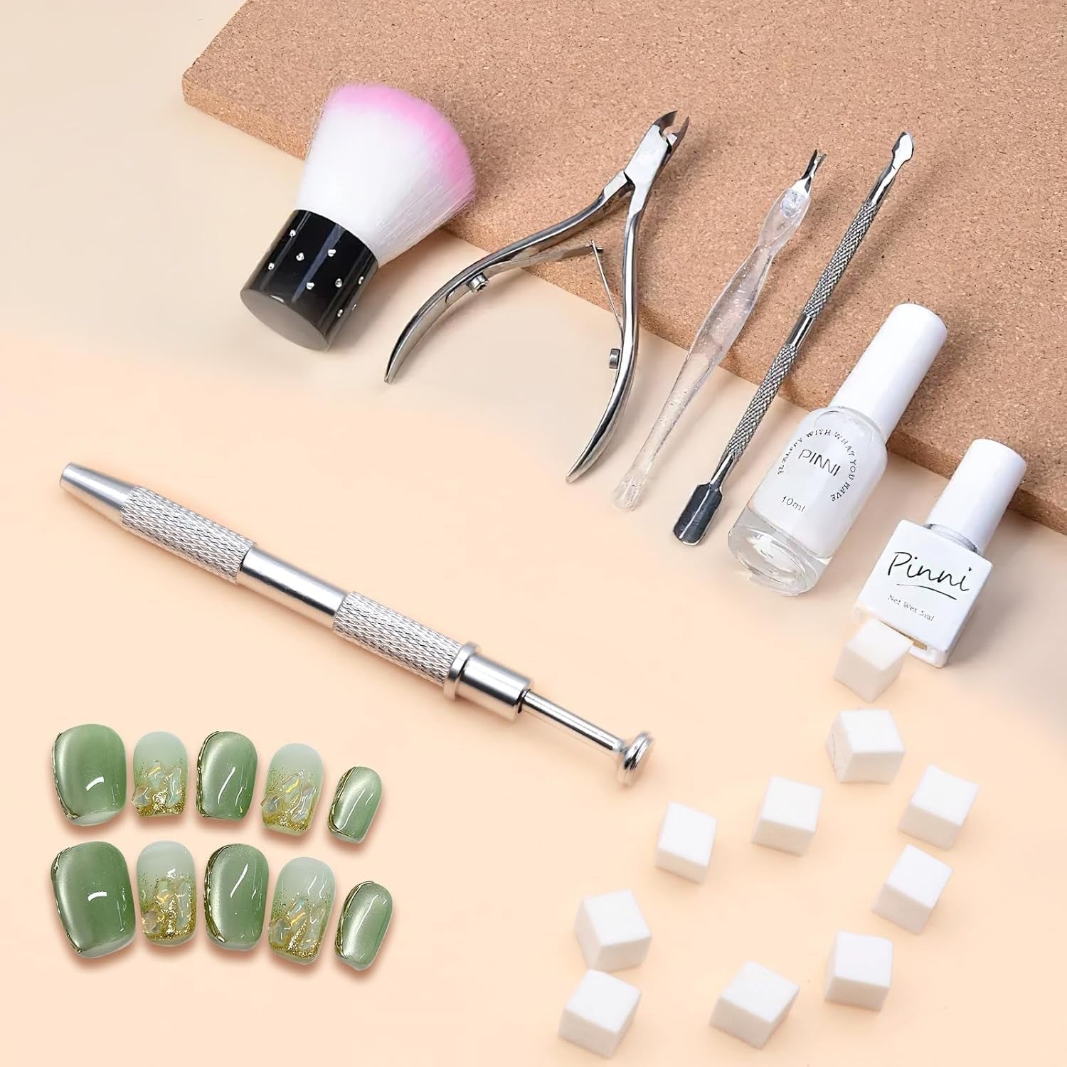 KASURE 300 Stück Nail Art Schwamm, Metall Mit Greifer Nagel Pinsel, Nageldesign Zubehör Für Nail Art, Schwammpinsel Für Farbverlaufs-Nageldesign