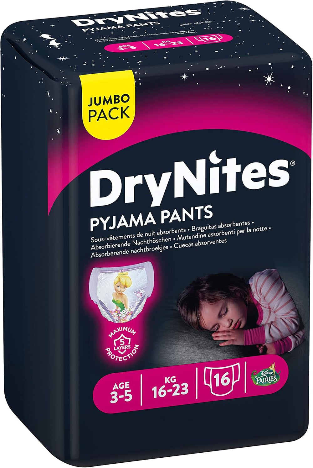 Huggies DryNites Nachtwäsche für Mädchen, 3–5 Jahre (16–23 kg), 2 x 16 Stück