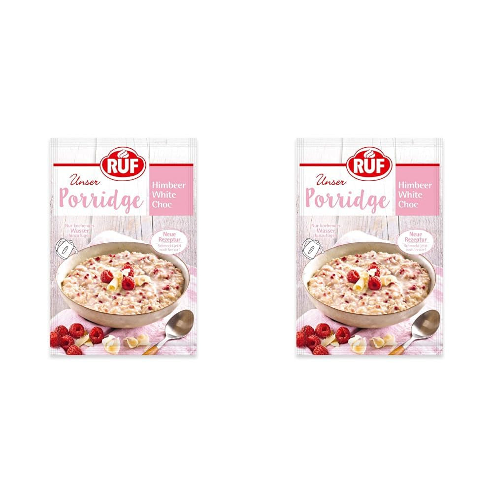 RUF Instant-Haferflocken mit Erdbeeren und Vanille, eine Sommermahlzeit mit Hafer, in 3 Minuten fertig, 1 Beutel x 65 g