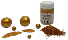 Coloranți alimentari Pudră de colorant alimentar cu efect metalic, Colorant comestibil ORIGINAL GOLD 20G – Ideal pentru decorarea prăjiturilor, tartelor, pastelor de zahăr, fursecurilor și băuturilor.