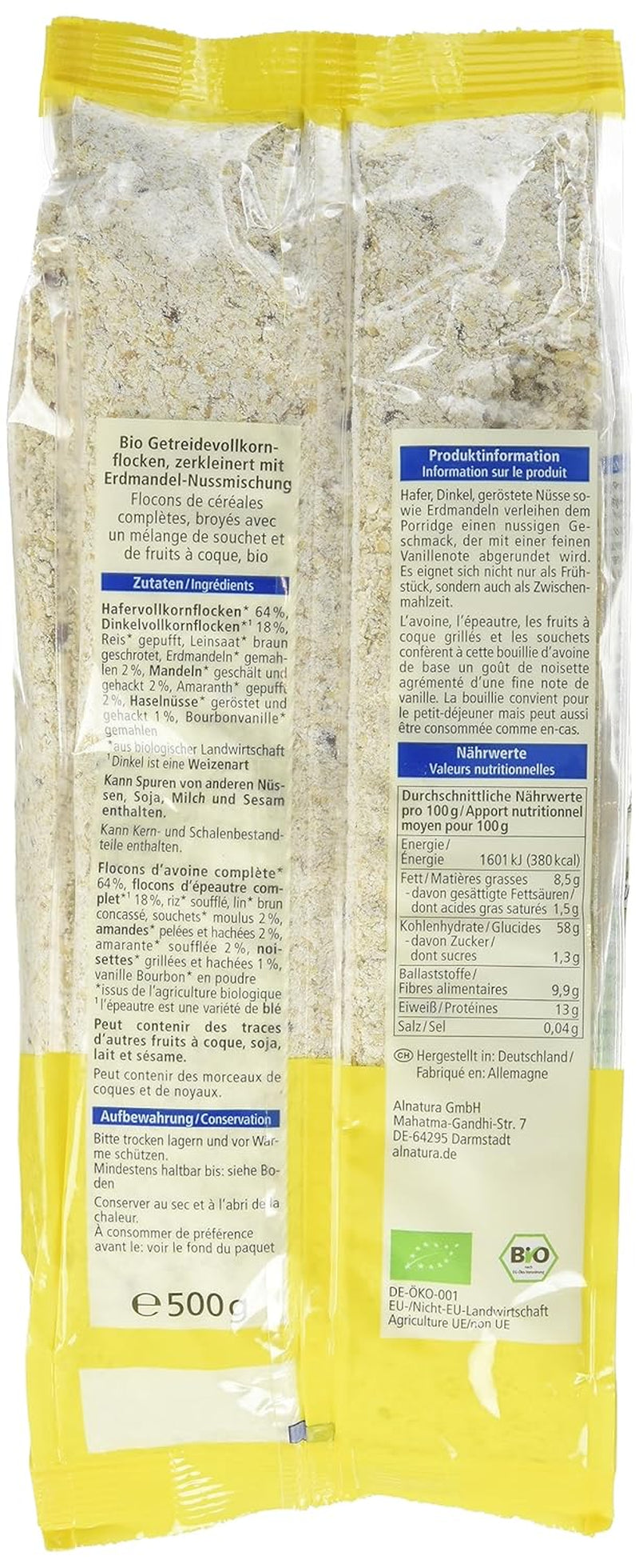 Bio-Haferflocken-Dinkel-Porridge-Basis, 500g (3er Pack)