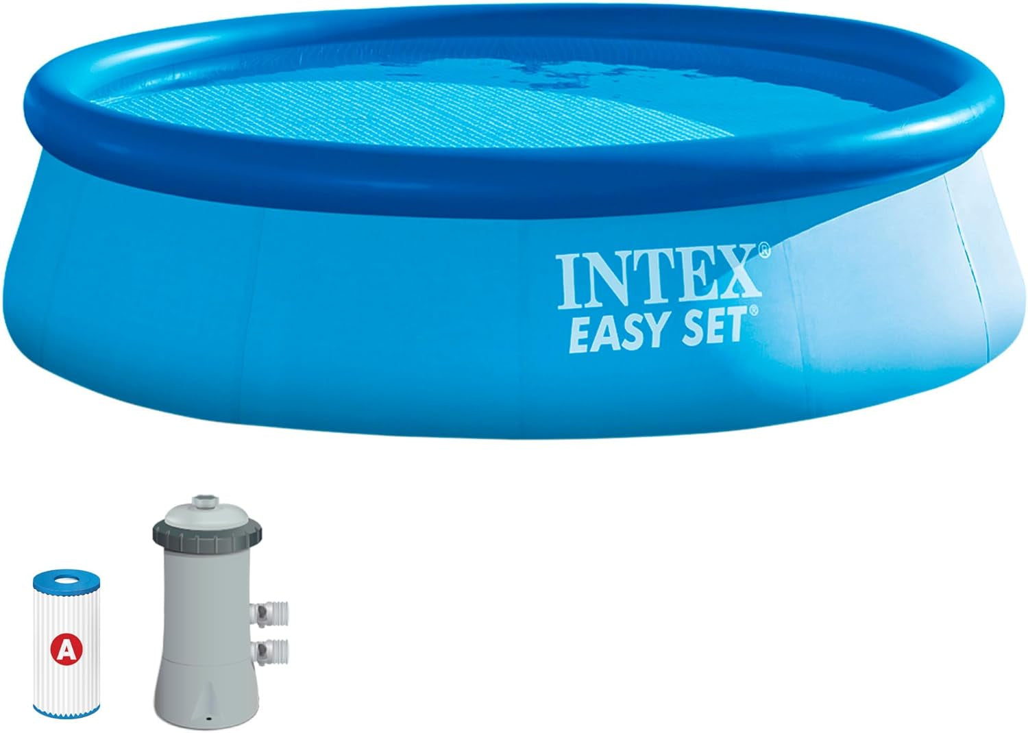 Intex 28122NP – Runder oberirdischer Pool Easy Set, Filterpumpe 1250 l/h, 3853 l, PVC, blau, 305 x 76 cm