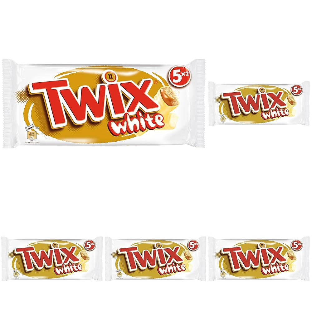 Twix weiße Schokoriegel | Karamell, Kekse, weiße Schokolade | Schokoladen-Multipack | 5 Riegel (5 x 46 g) (5er-Pack)