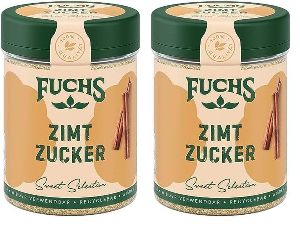 Fuchs Gewürze - Zimt Zucker - Klassisches Gewürz für Milchreis, Pfannkuchen oder Waffeln - aus natürlicher Zutat - 100 g in wiederverwendbarer, recyclebarer Dose