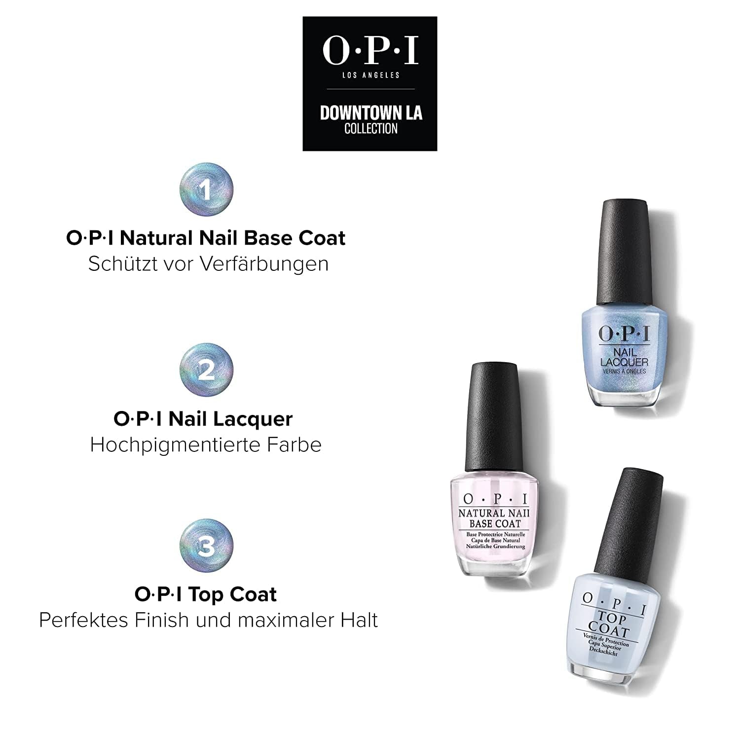 OPI-Nagellack in Blau- und Grüntönen – Schnell trocknender, splitterfester und langlebiger Nagellack – hält bis zu 7 Tage – mit extra breitem ProWide-Pinsel