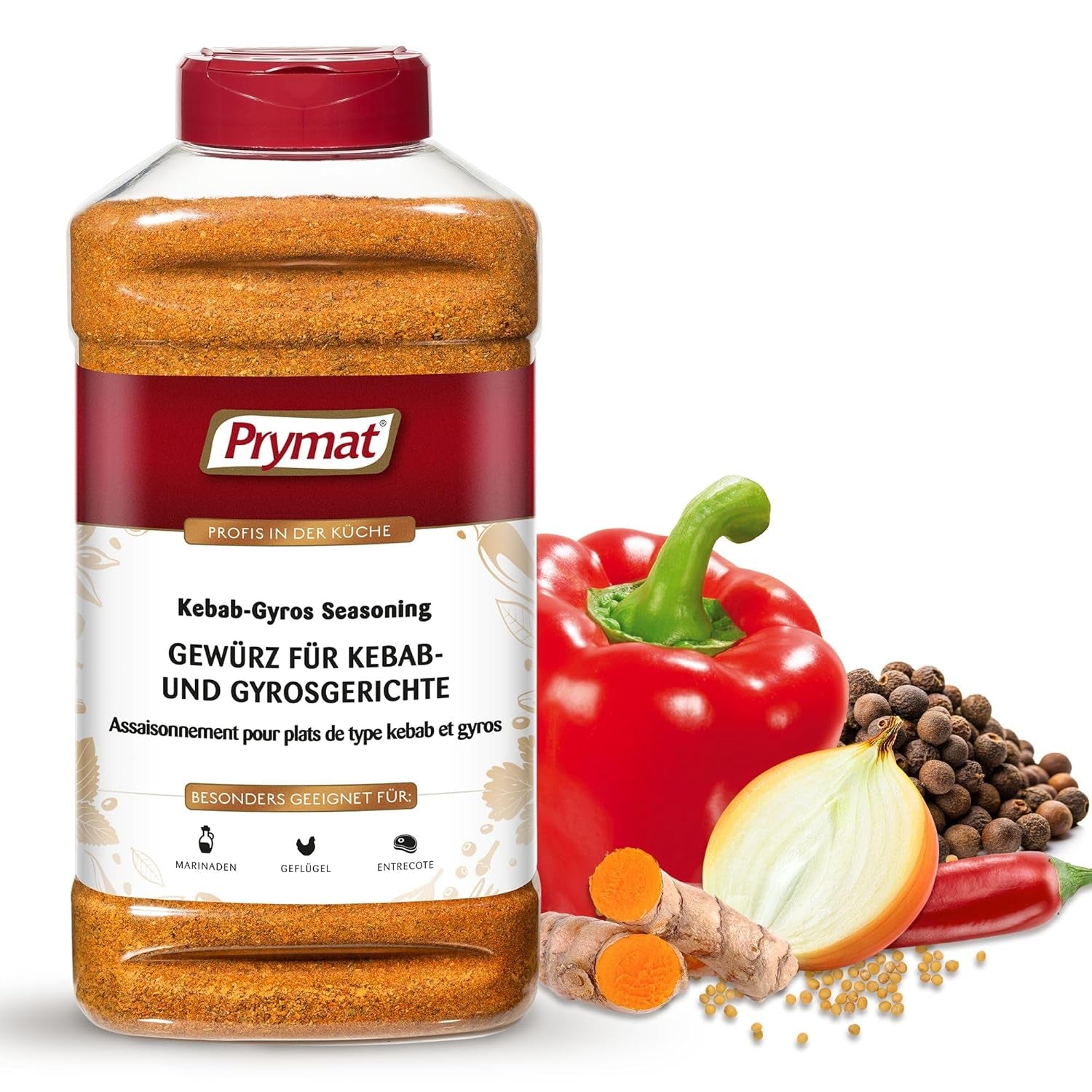 Prymat Gyros Gewürzmischung 900g – aromatische, würzige Mischung für Döner-, Kebab-, Hähnchen-, Lamm- und Grillgerichte – ideal zum Grillen, Braten und Würzen mediterraner Fleischgerichte