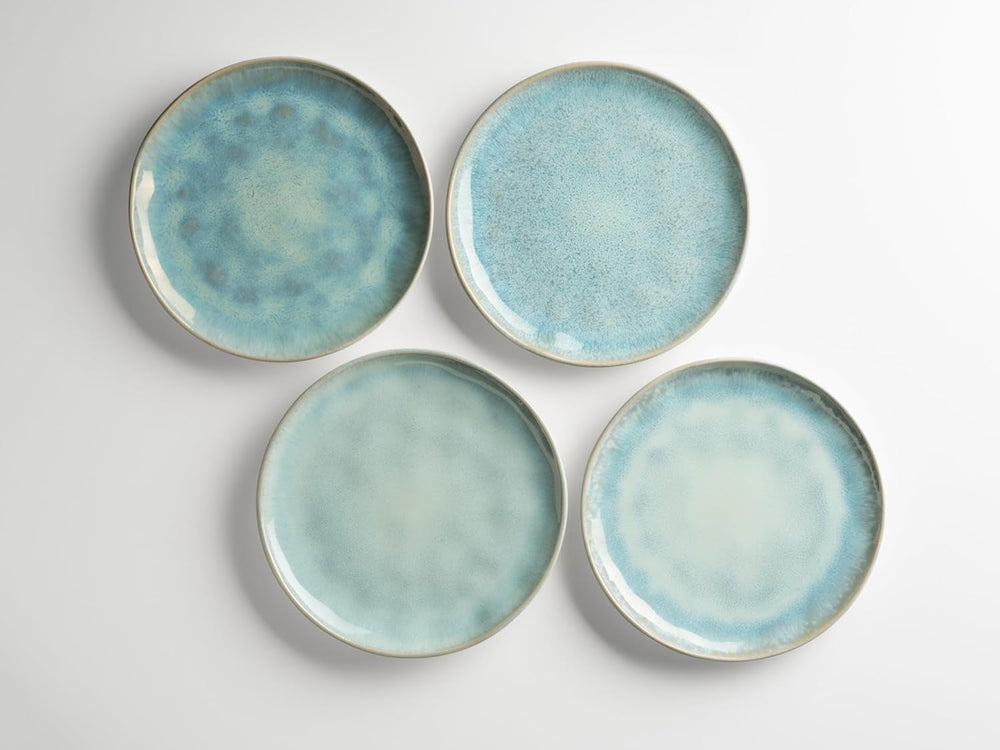 MÄSER Serie Frozen, Geschirr Set Aus Keramik Für 4 Personen, 16-Teiliges Kombiservice Mit Organischen Formen, Farblich Gesprenkeltes Service, Steinzeug, Türkis-Grün Tableware Sets Naty Shop