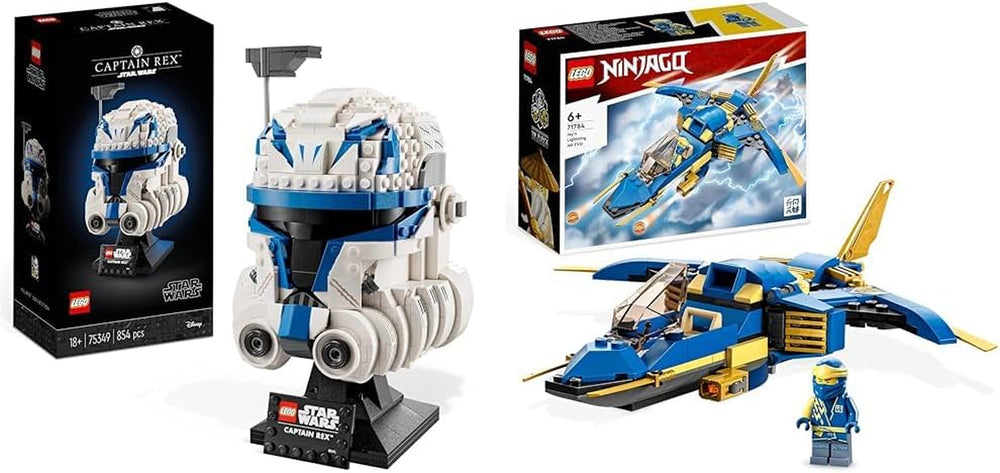 LEGO 75349 Star Wars Captain Rex Helmset Clone Wars Collectible Model Series 2023 Souvenirstück und Geschenkidee Bausätze Besuche den LEGO-Store Bundle mit Jay's Thunder Jet Evo,