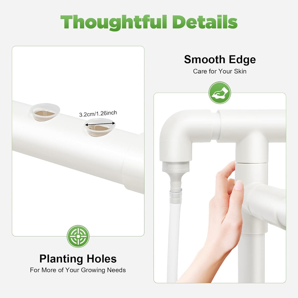 3-lagiges Hydrokultur-Anbauset mit 90/108 Pflanzpositionen und Wasserpumpe, erdlose PVC-Pflanzenanbausysteme, Hydrokultur-Anbausets für Gemüse und Obst (108 Pflanzpositionen)