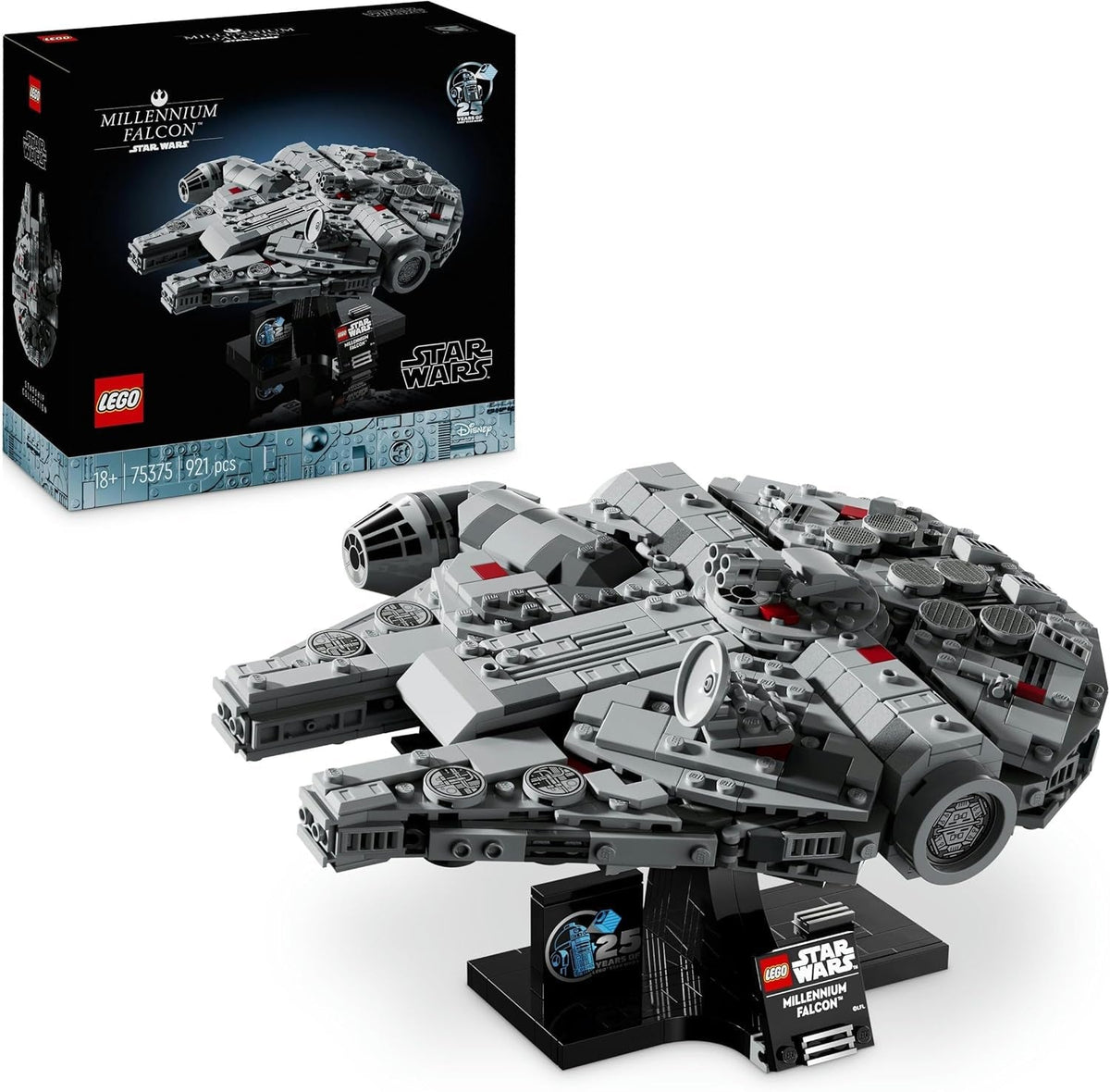 LEGO Star Wars Millennium Falcon 25-jähriges Jubiläumsset für Erwachsene, baubares Schiff „A New Hope“, Raumschiff-Modellbausatz zum Sammeln, Geschenke für Männer und Frauen 75375 Bausätze Besuchen Sie den LEGO-Store Singur