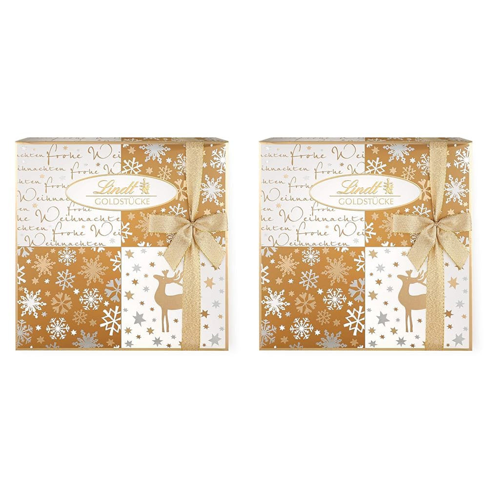 Lindt-Schokolade | Schachtel mit Goldstück-Pralinen | 180g | 18 Pralinen in 10 Sortimenten als feine Pralinen-Sortierung, teilweise mit Alkohol | Premium-Geschenkbox mit Weihnachtspralinen