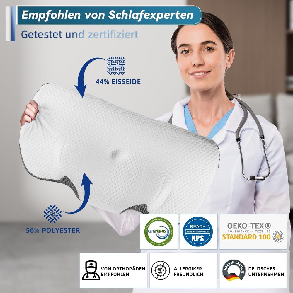 IDEA Pernă pentru dureri de gât, pernă ortopedică fabricată din pernă din spumă de memorie, pernă ergonomică pentru gât pernă pentru sprijin optim, pernă anti-sforăit pentru dormitul lateral, dorsal și abdominal Perne ortopedice cervicale Naty Shop