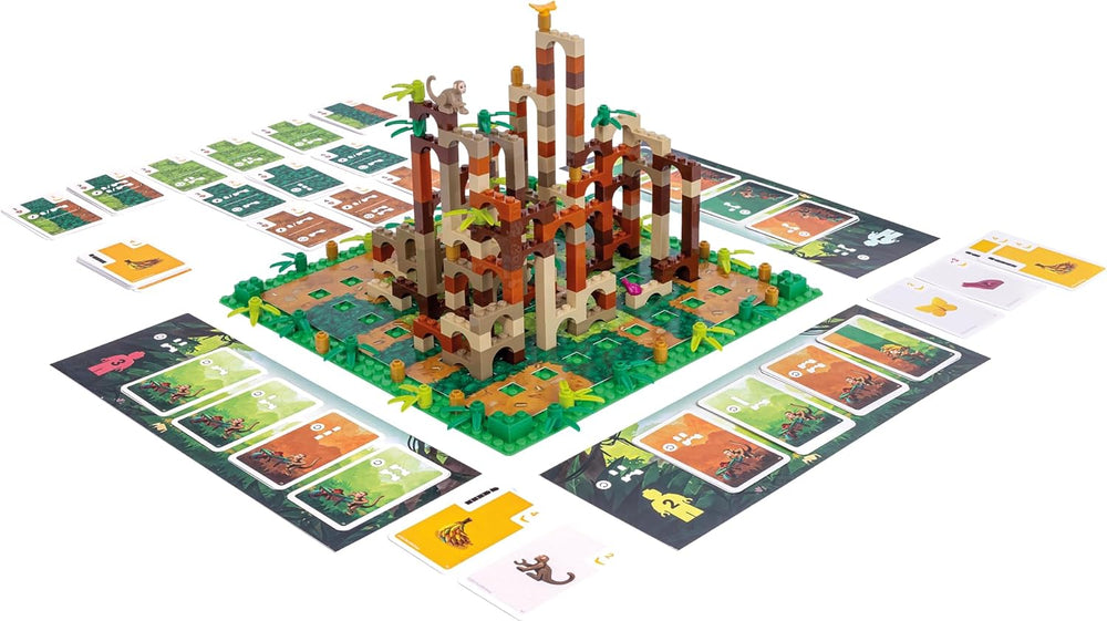Asmodees - Monkey Palace: EIN Lego Brettspiel – Stein auf Stein zum prächtigsten Palast! Lustiges Familien-Baustein-Spiel für Kinder und Erwachsene - Alter 10+, 2-4 Spieler, 45 Minuten pro Partie