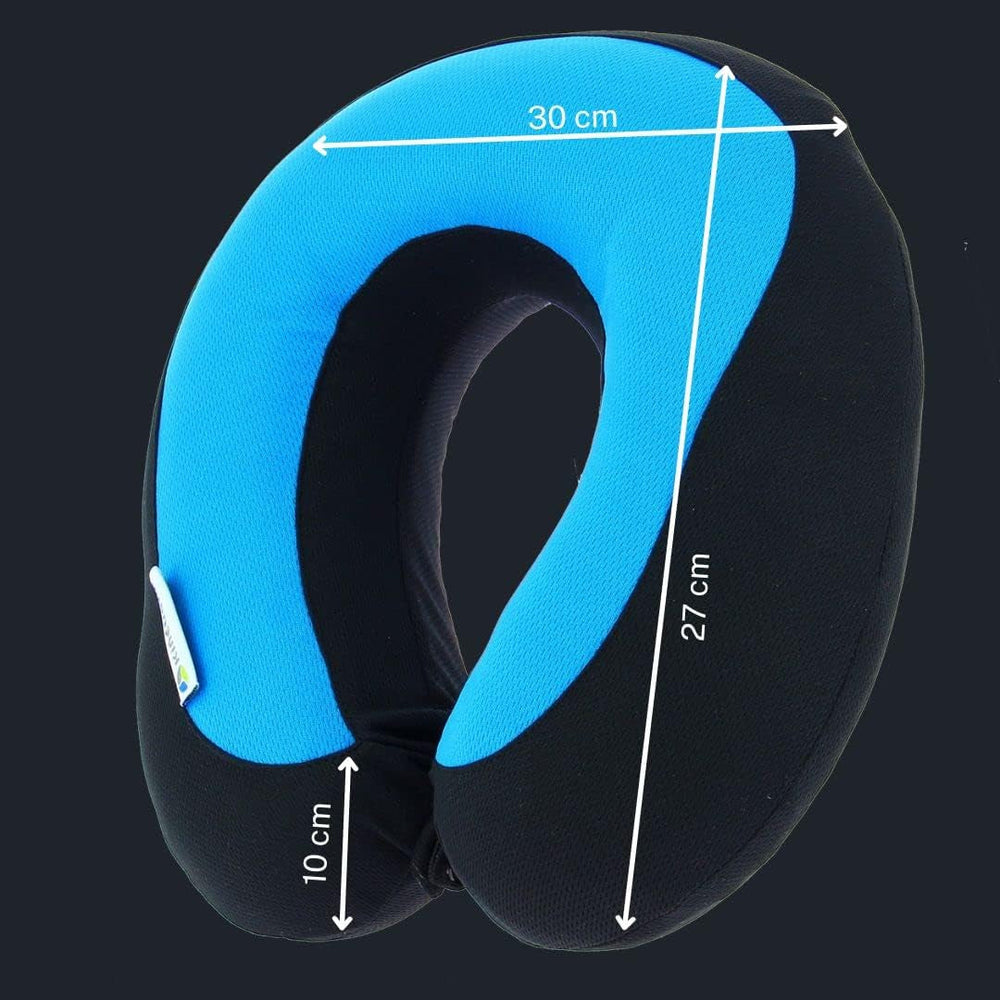 Kine Travel 169803 Pernă de gât cu gel, pernă de călătorie ergonomică, aprobată de fizioterapeut, negru și albastru Perne calatorie Naty Shop