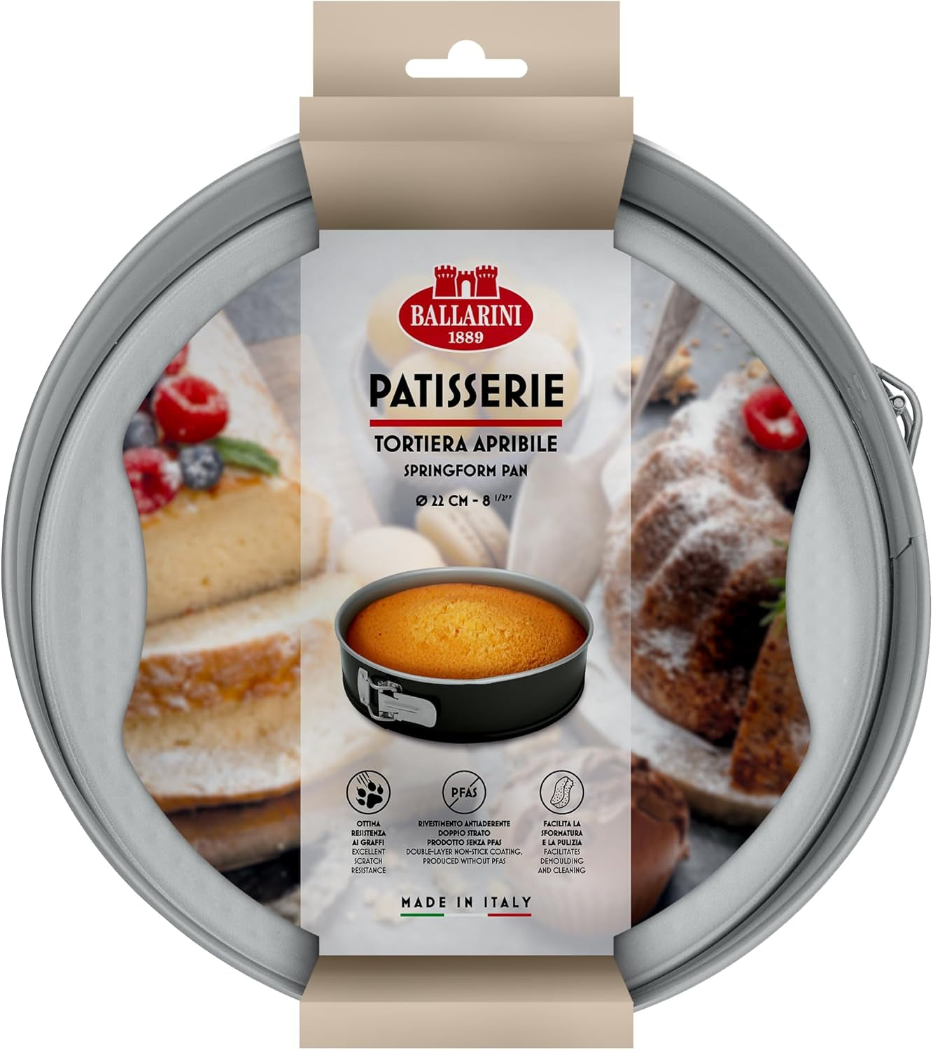 Ballarini, Backform, verschiedene Modelle Formen und Backbleche Naty Shop Grey Spring Kuchenform – 22 cm