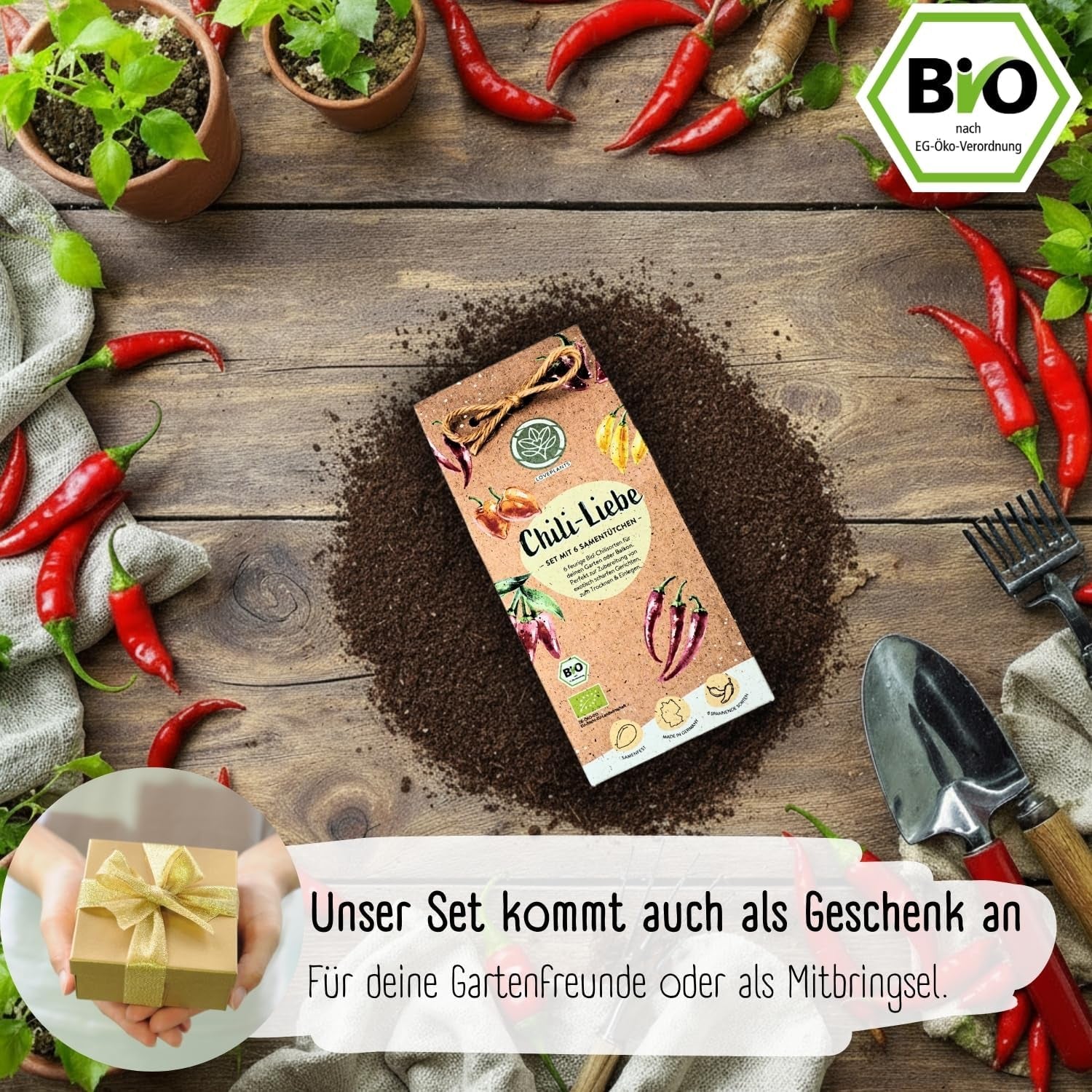 Bio-Chili-Samen-Set – 6 Bio-Chili-Samen, mild bis extrem scharf, frei bestäubte Qualität | Von würziger Habanero bis hin zu farbenfrohen und traditionellen Chili-Sorten – Pepperoni-Samen