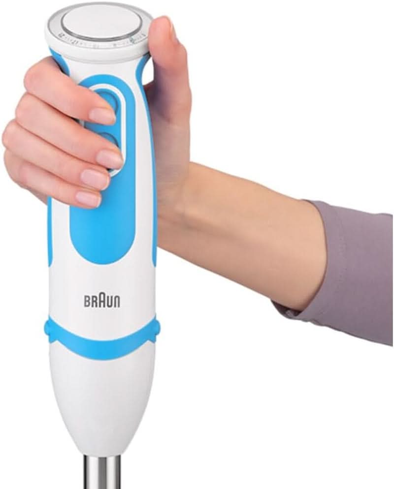 Braun Stabmixer MQ 5260WHBL Stabmixer – Multiquick 5 Vario Pürierstab Mit Edelstahl Mixfuß Und Spiralschneider, 1000 Watt, Inkl. Umfangreiches Zubehör-Set, Weiß/Blau Mama si Copilul Naty Shop
