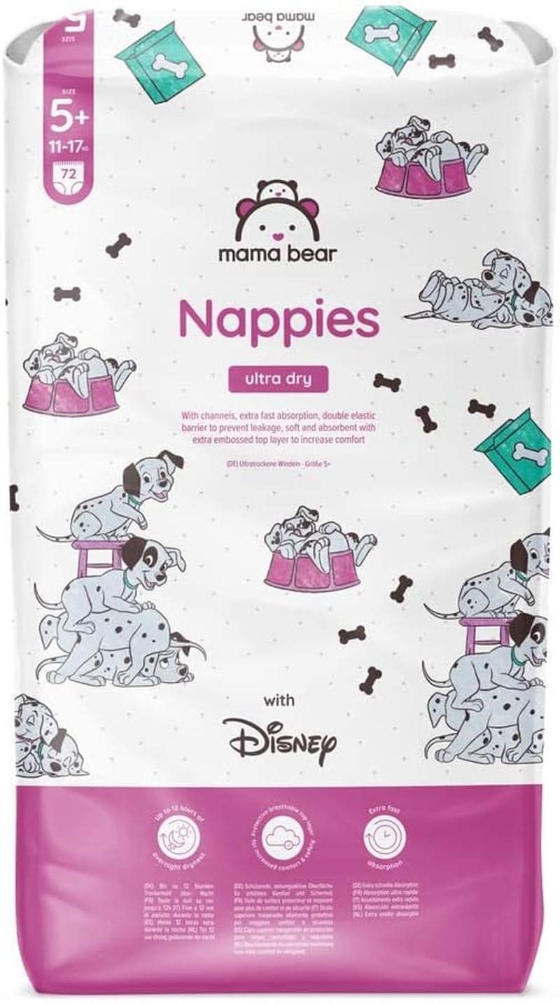 Scutece Mama Bear Disney Ultra Dry mărimea 4 (8-14 kg), alb, 84 bucăți (1 pachet) Naty Shop Mărimea 5+ (11-17 kg) Pachet individual