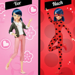 BANDAI – Miraculous Ladybug – Păpușă la modă Marinette și Ladybug – Păpușă articulată 26 cm cu 2 ținute – Păpușă articulată Miraculous Toy – Jucărie pentru copii de la 4 ani în sus – P50355