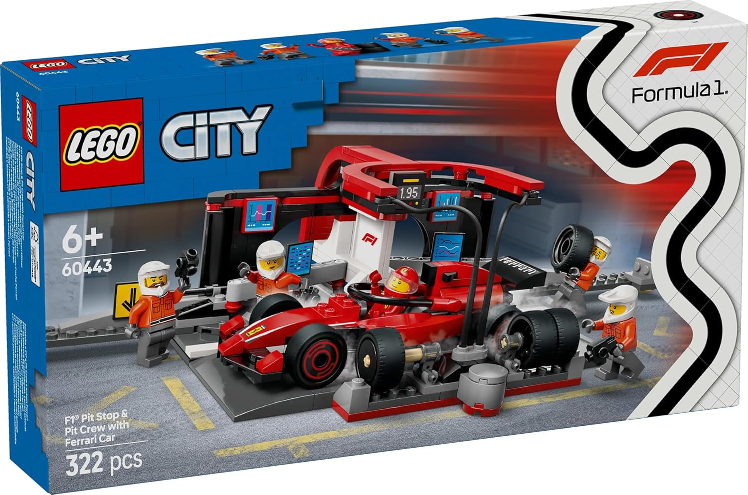 LEGO City F1 Boxenstopp mit Team und Ferrari Speedster – Formel-1-Boxenstopp-Set mit 1 Rennfahrer und 4 mechanischen Minifiguren – Rennauto-Spielzeug für Jungen und Mädchen ab 6 Jahren – 60443 Bausets. Besuchen Sie den LEGO-Store