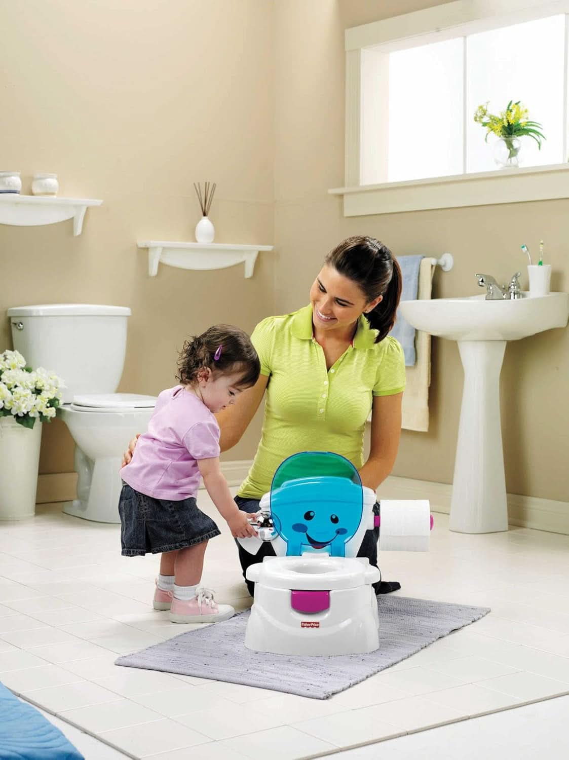 Fisher-Price Meine Erste Toilette, Baby Töpfchen, Mit Musik & Lustigen Sätzen, Tragbare Baby Toilette, Abnehmbarer Toilettenaufsatz, Deutsche Version, Ab 1 Jahr, P4326 Accessories Food and Breastfeeding Bebe Naty Shop