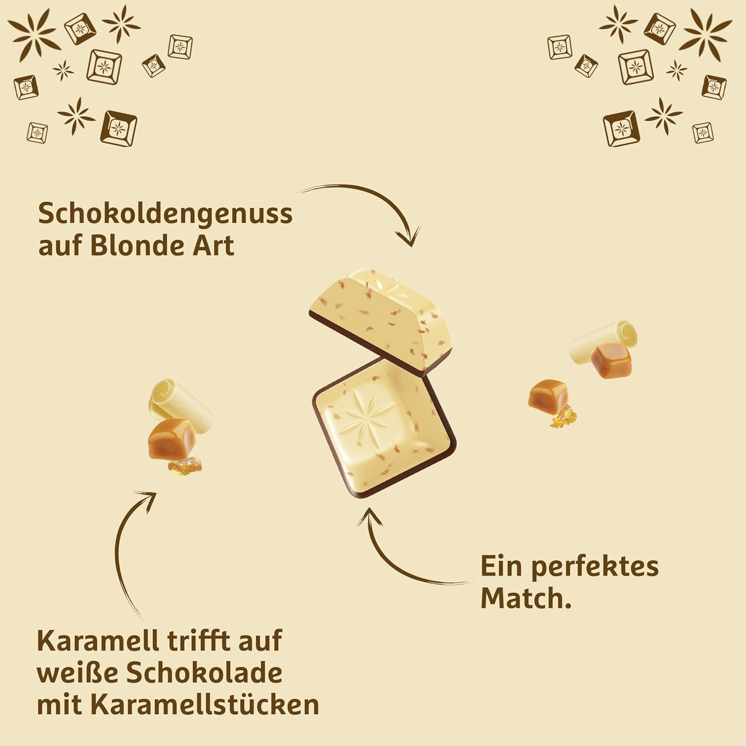 Schogetten Blondes Karamell | Karamell mit weißer Schokolade und Karamellstückchen | Schokoriegel 100g | Praktisch portioniert