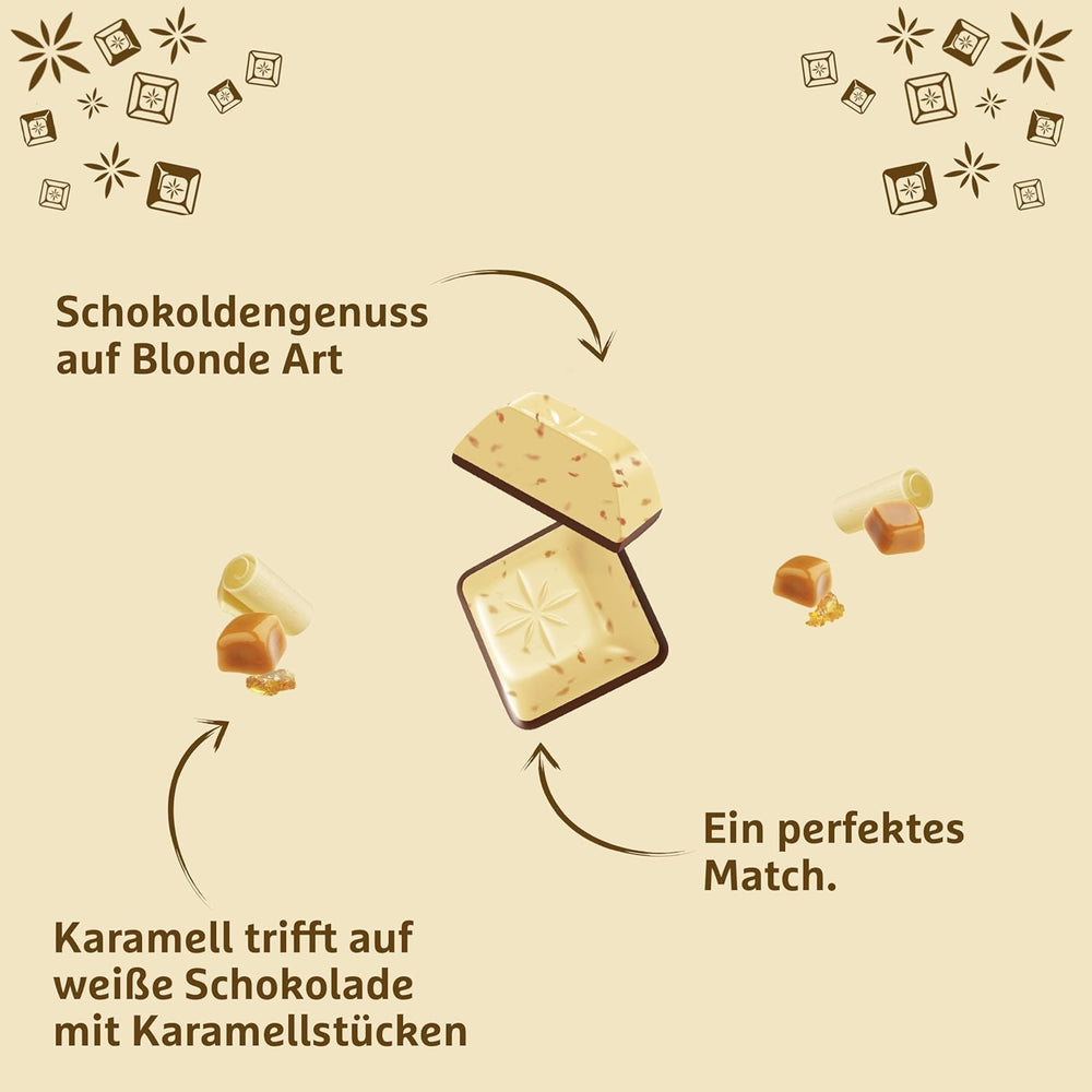 Schogetten Blondes Karamell | Karamell mit weißer Schokolade und Karamellstückchen | Schokoriegel 100g | Praktisch portioniert