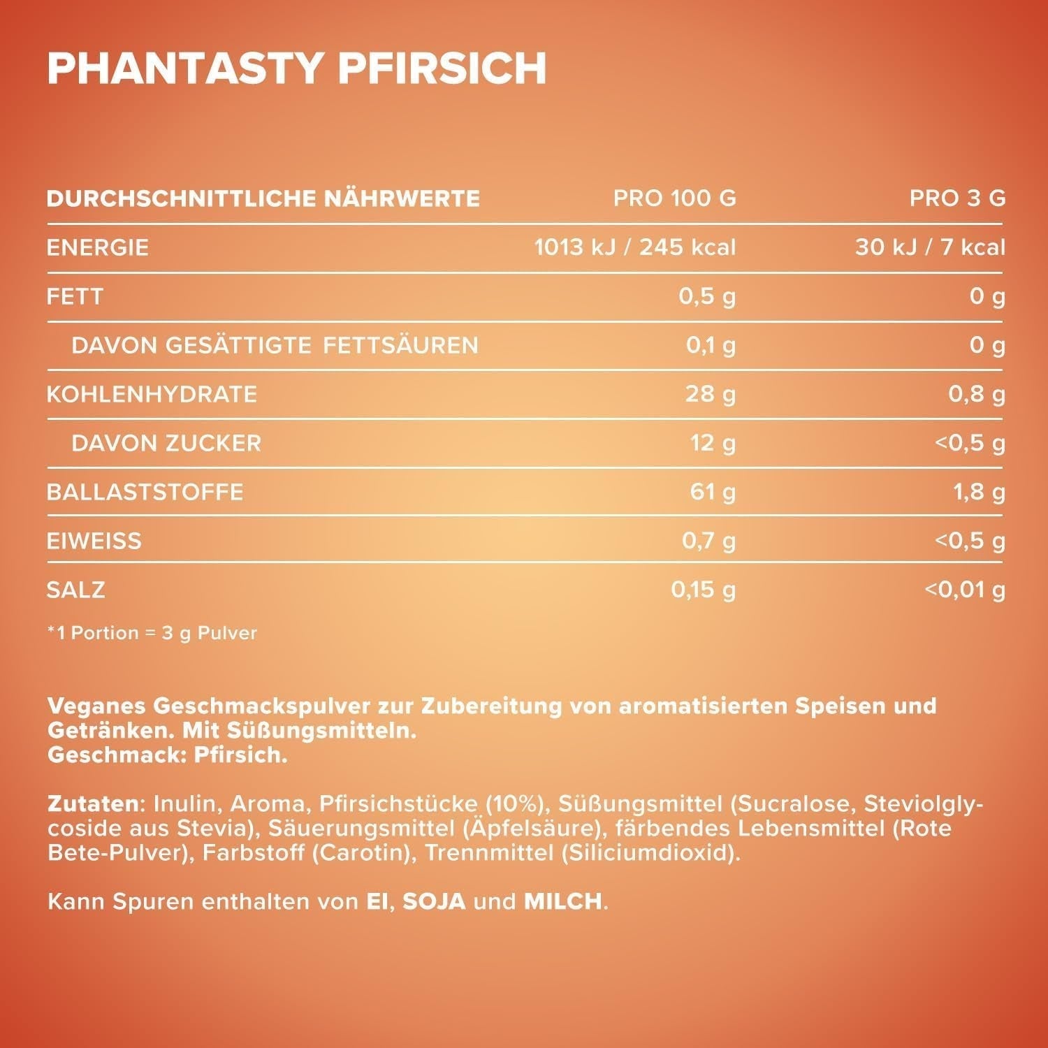 Ironmaxx Phantasty - Cremiger Pfirsich 250G Dosis | Veganes Geschmackspulver mit echten Frucht- oder Nussstückchen | Perfekter Zuckerersatz Sweeteners Naty Shop