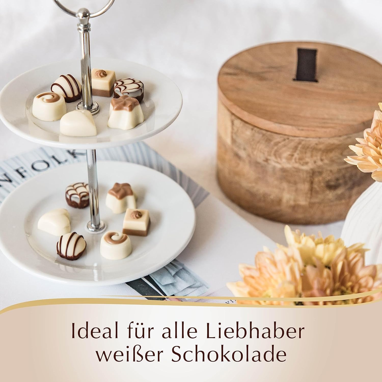 Schokolade - Weiße Mini-Pralinen | 90 g | Box mit 18 Pralinen in 6 köstlichen Sortimenten | Geschenk aus Schokolade | Schokoladengeschenk (3er-Pack)