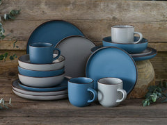 Creatable, 21016, Serie Modern Scandic Blue-Grey, 16-Teiliges Geschirrset, Kombiservice Aus Steinzeug, Spülmaschinen- Und Mikrowellengeeignet, Qualitätsproduktion Seturi vesela masa Naty Shop