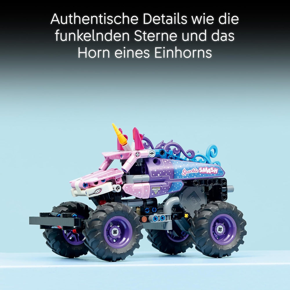 LEGO Technic Monster Jam Sparkle Smash mit Rückziehmotor - Technic Monstertruck & Einhorn Monster Truck Spielzeug - Kreatives Geschenk ab 7 Jahren für Kinder, Mädchen & Jungen - 42220