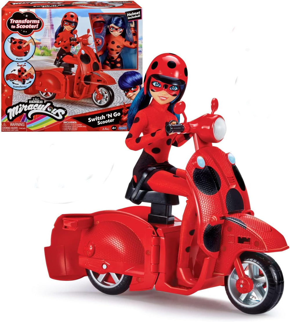 Bandai - Miraculous Ladybug - Scuter Miraculous Switch'n Go + păpușă articulată Ladybug Lucky Charm 26 cm - P50668