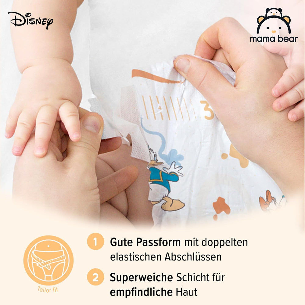 Amazon-Marke: Mama Bear Disney Ultra Dry Windeln, Größe 3 (4–9 kg) – Monatsbox, Weiß, 172 Stück (2 Packungen mit 86 Stück)