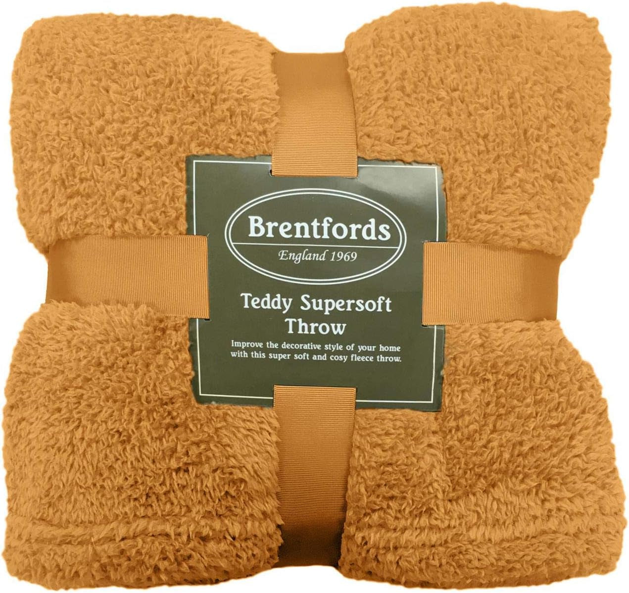 Brentford's Teddy-Fleece-Decke, große Bettdecke, Plüsch, superweich, warm, für Sofa, Bett, Tagesdecke, Schwarz – 150 x 200 cm, Betten und Decken, Besuche den Brentfords-Store, gelbes Ocker, 125 x 150 cm