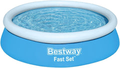 Aufstellpool Bestway Fast Set ohne Pumpe, Ø 183 x 51 cm, blau, rund, 940 Liter, TriTech-Material, Selbstmontage, Sicherheitsventil, inkl. Reparaturflicken