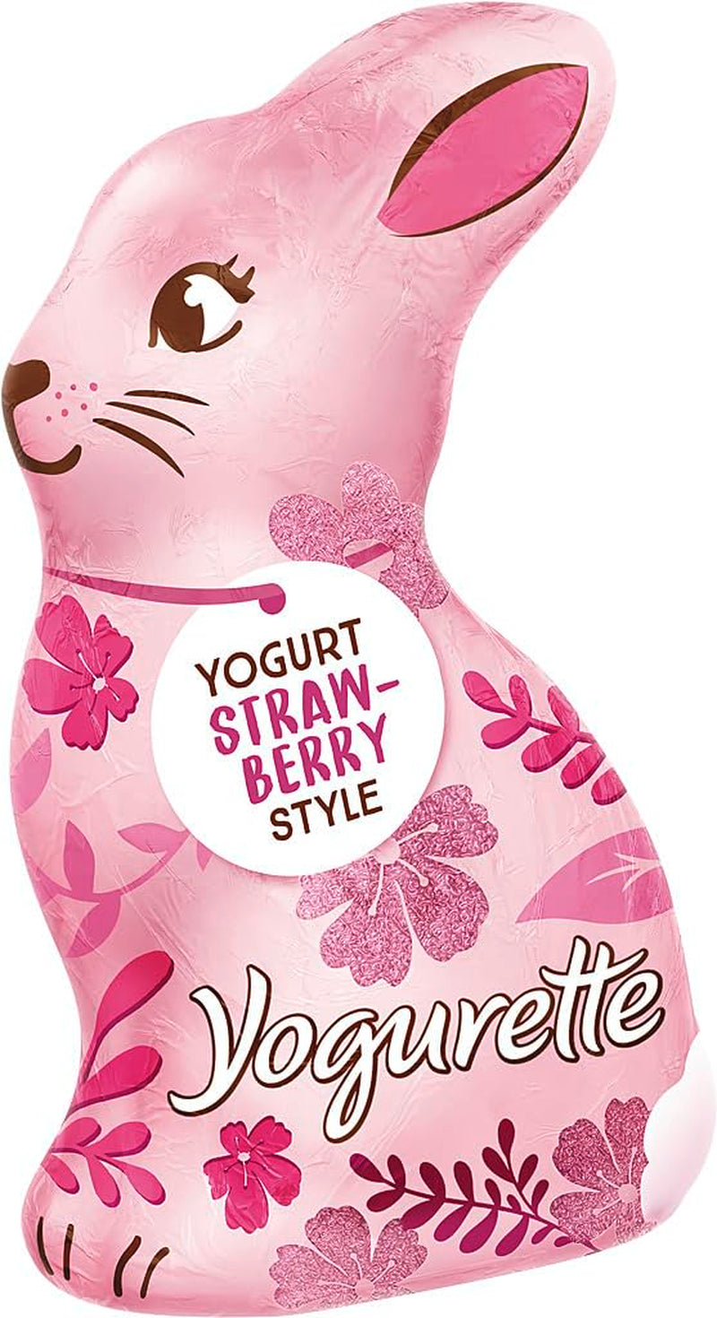 Osterhase mit Joghurt 75g – Schokohase zu Ostern – Weiße Schokolade mit Joghurt und fruchtigen Erdbeerstückchen – Schokohase zu Ostern und Osterkörbchen – Schokoladengeschenk – Ostergeschenk