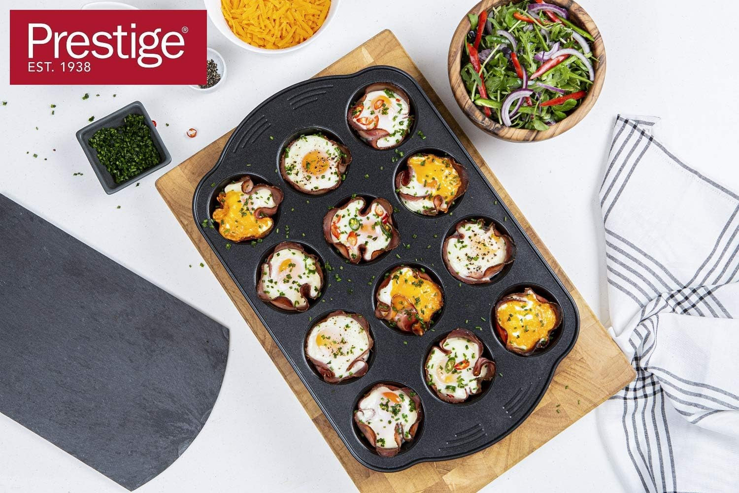 Prestige 48227 Aerolift Muffinform, Kohlenstoffstahl, Schwarz Formen und Backbleche Naty Shop