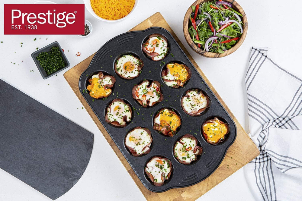 Prestige 48227 Aerolift Muffinform, Kohlenstoffstahl, Schwarz Formen und Backbleche Naty Shop