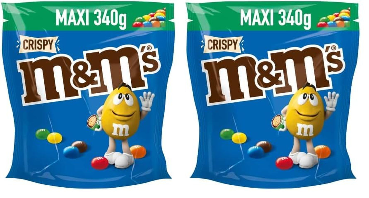M&M'S Crispy, Chocolate Crispy Lentils and Crispy Center, Schokolade, 1 Packung (1 x 340 g) (2er-Pack)