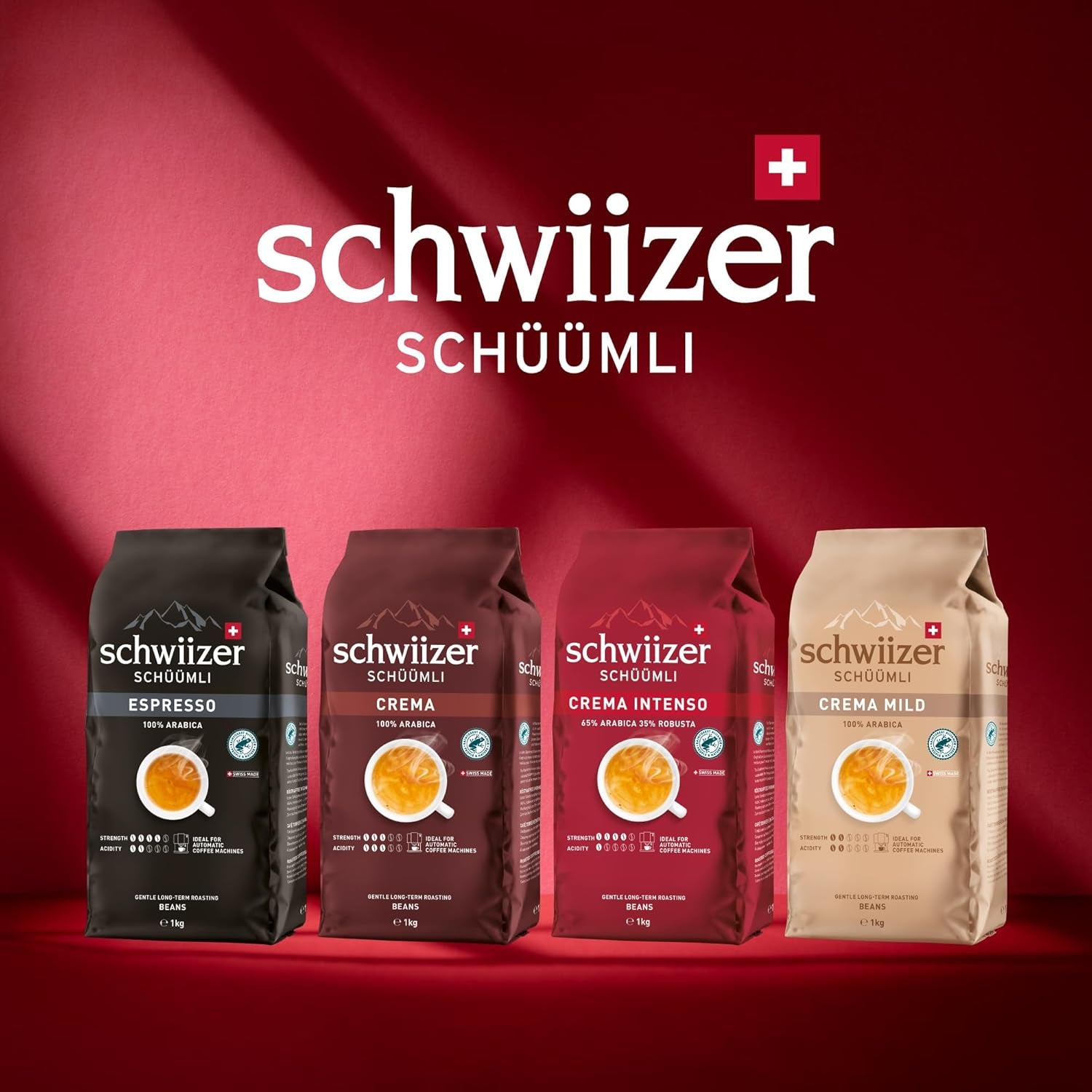 Schwiizer Schüümli Intenso, capsulă, cafea măcinată 1kg - Intensitate 4/5 - certificat UTZ (pachet de 4)